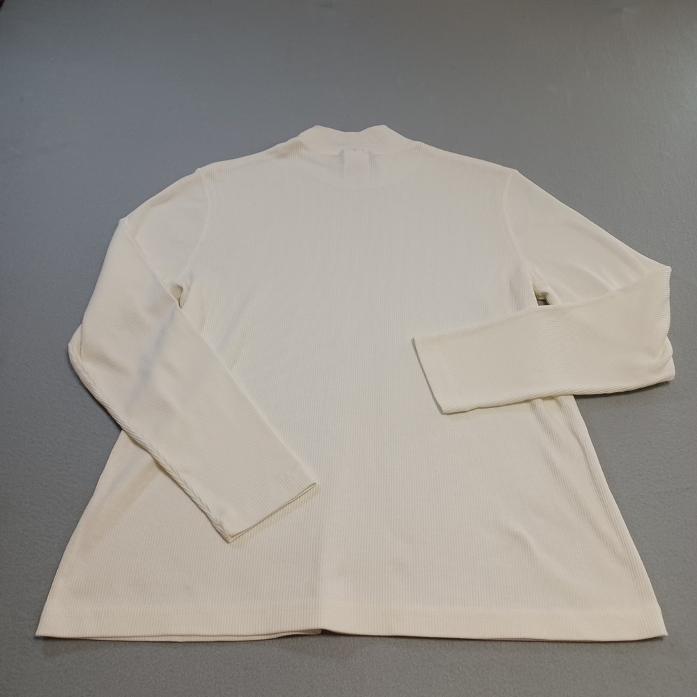 Southern Lady Womens Cream White Ribbed Mock Neck Long Sleeve Top Size L 4U22‎
